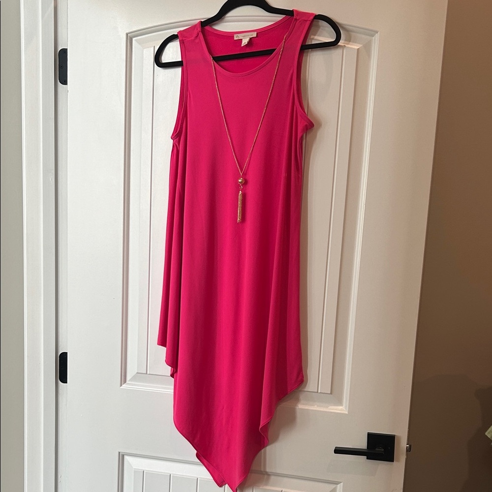 Pink Sleeveless Asymmetrical Dress